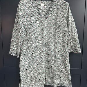 Lands’ End Sequined and Patterned V-Neck Women's Tunic Dress